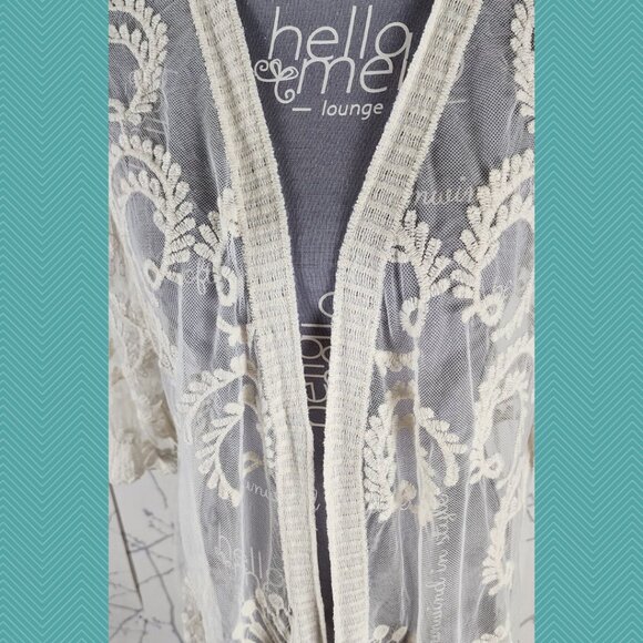 Do Everything in Love Ivory Floral Lace Open Front Long Cardigan - Picture 2 of 5